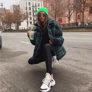 PrettyLittleThing Green Oversized Check Puffer NWT